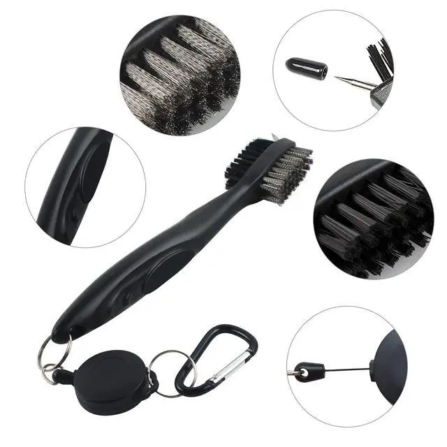 Alt view image 7 of 7 - Golf Club Cleaner Kit, 2 Pcs Groove Sharpener Tool and 1 Pcs Club Cleaner Brush Retractable, Groove Sharpener Re-Grooving Tool for Golf Accessories for Men (Black)