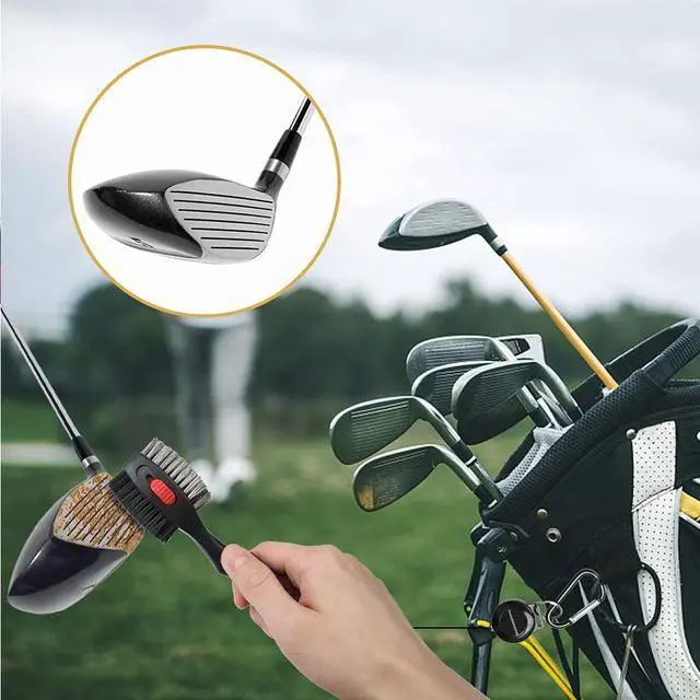 Alt view image 7 of 7 - 2 Pack Golf Club Brushes and Groove Cleaner with Magnetic Keychain Oversized Golf Brush Head and Retractable Spike Super Non-Slip Handle Comfortable Grip Golf Club Cleaner (2pcs Black Red)