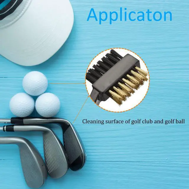 Alt view image 3 of 6 - 2 Pack Golf Club Brush - Golf Club Groove Cleaner Dual Sided Copper Bristle Cleaning Tools with Clip, Retractable, Apply to Outdoor (Black)