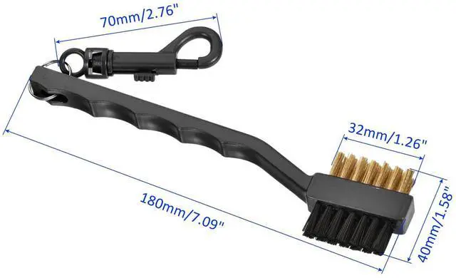 Alt view image 4 of 6 - 2 Pack Golf Club Brush - Golf Club Groove Cleaner Dual Sided Copper Bristle Cleaning Tools with Clip, Retractable, Apply to Outdoor (Black)