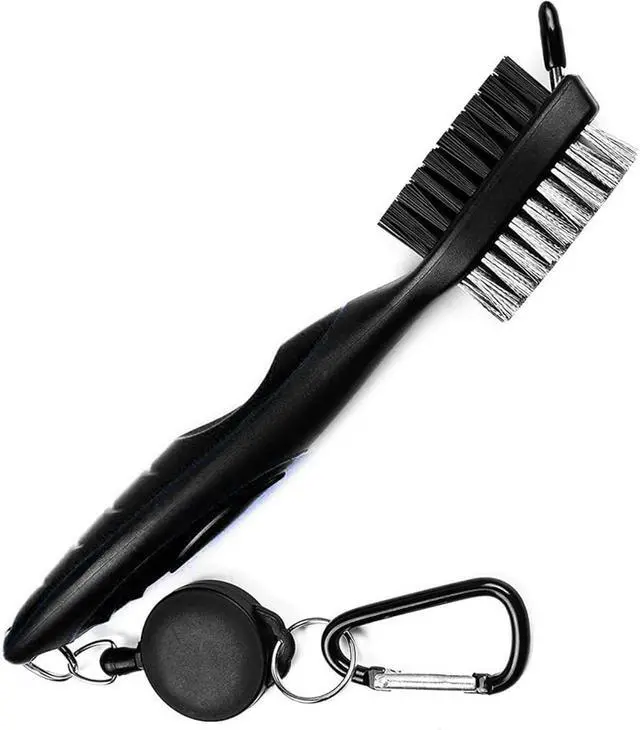 Main image of Golf Club Brush & Groove Cleaner, Dual Sided Golf Cleaning Brush with 2FT Retractable Zip-Line Aluminum Carabiner for Golf Irons, Woods, Shoes & Grooves