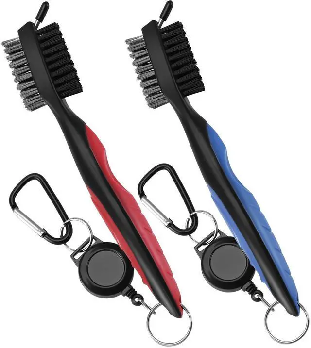 Main image of 2 Pack Golf Club Brush, Professional Golf Club Cleaner with Retractable Zip-line and Golf Club Cleaner Brush, Handle Comfortable Grip Golf Grooves Cleaner for Easily Attaches to Golf Bag