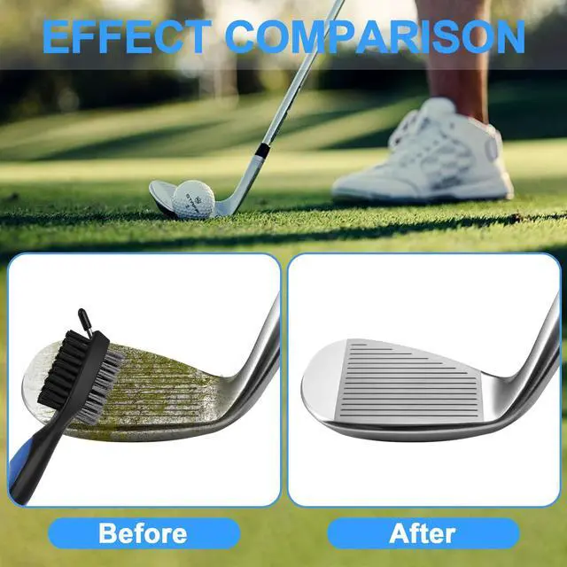Alt view image 4 of 7 - 2 Pack Golf Club Brush, Professional Golf Club Cleaner with Retractable Zip-line and Golf Club Cleaner Brush, Handle Comfortable Grip Golf Grooves Cleaner for Easily Attaches to Golf Bag