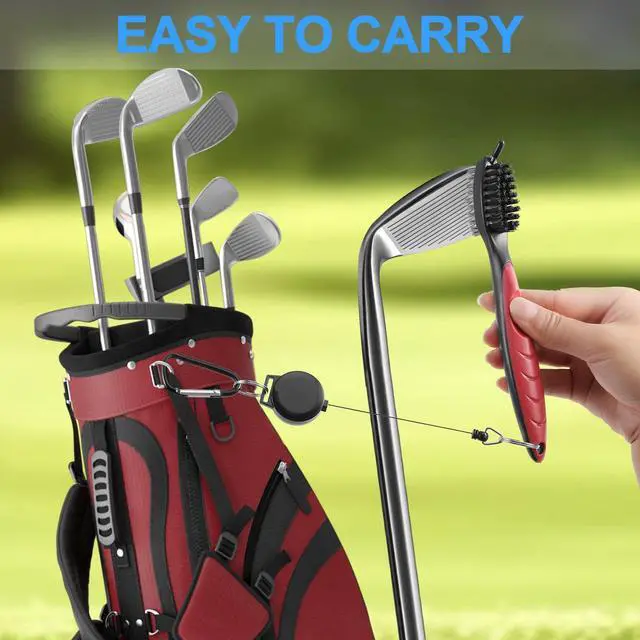 Alt view image 5 of 7 - 2 Pack Golf Club Brush, Professional Golf Club Cleaner with Retractable Zip-line and Golf Club Cleaner Brush, Handle Comfortable Grip Golf Grooves Cleaner for Easily Attaches to Golf Bag