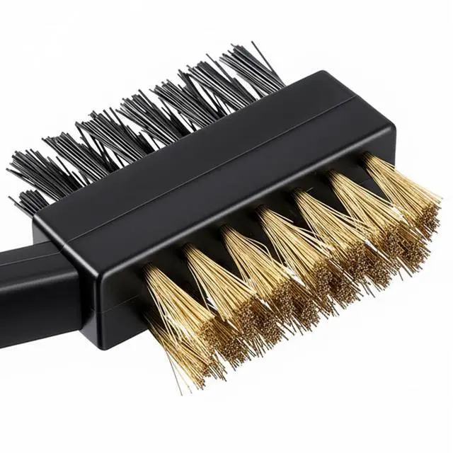 Alt view image 7 of 7 - 2 Pack Golf Brush and Groove Cleaner Golf Ball Cleaner Club Cleaning Brush with Dual-Sided Nylon Bristles Accessories for Clubs and Balls, Black, Easily Attaches to Bag