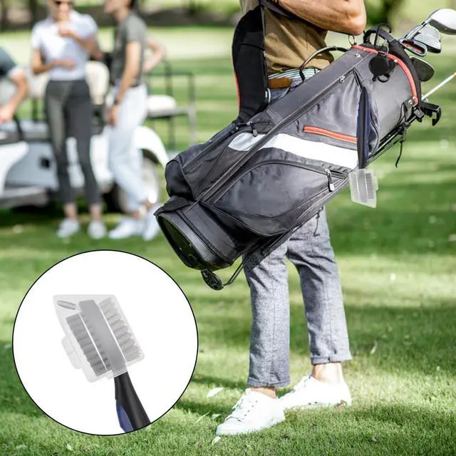 Alt view image 6 of 7 - Golf Club Brush and Groove Cleaner Retractable Zip-Line Golf Cleaning Tool Golf Club Brushes with Aluminum Carabiner Oversized Head Spike Non-Slip Handle Grip Golf Club Cleaner Golf Bag Brush Tools