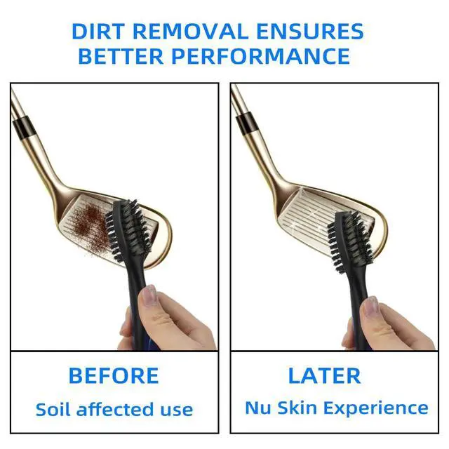 Alt view image 7 of 7 - Golf Club Brush and Groove Cleaner Retractable Zip-Line Golf Cleaning Tool Golf Club Brushes with Aluminum Carabiner Oversized Head Spike Non-Slip Handle Grip Golf Club Cleaner Golf Bag Brush Tools