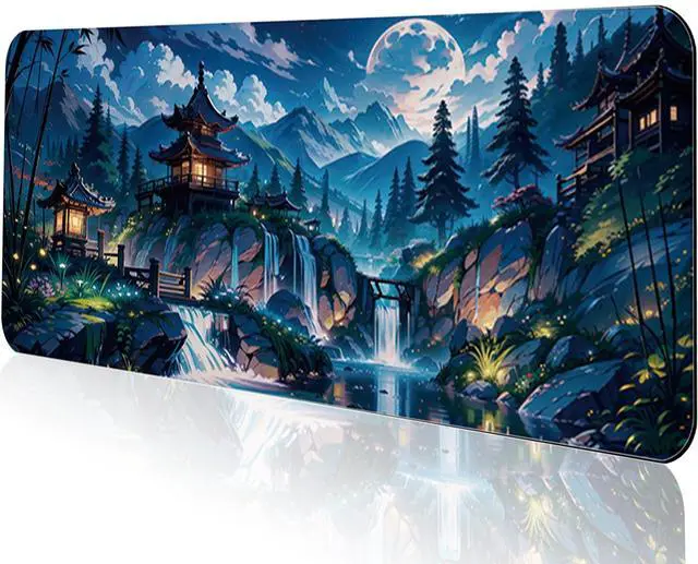 Main image of Gaming Mouse Pad 31.5x11.8 inch XL Large Extended Mouse Pad, Big Mousepad Desk Mat for Computer with Non-Slip Rubber Base and Stitched Edge-Blue Moon