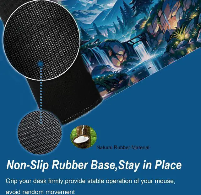 Alt view image 4 of 7 - Gaming Mouse Pad 31.5x11.8 inch XL Large Extended Mouse Pad, Big Mousepad Desk Mat for Computer with Non-Slip Rubber Base and Stitched Edge-Blue Moon