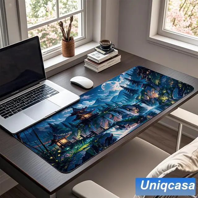 Alt view image 7 of 7 - Gaming Mouse Pad 31.5x11.8 inch XL Large Extended Mouse Pad, Big Mousepad Desk Mat for Computer with Non-Slip Rubber Base and Stitched Edge-Blue Moon