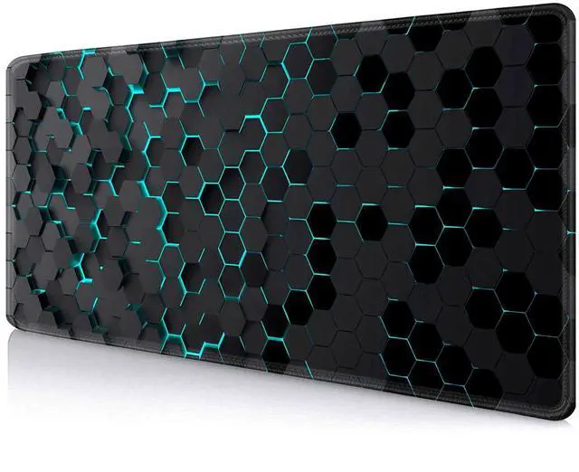 Main image of Black Blue Honeycomb Modern Gaming Large Mouse Pad XL(35.4x15.7 in), Geometric Shapes Cool Extra Large Mousepad, Computer Pad, Non Slip Rubber Desk Pad Mat
