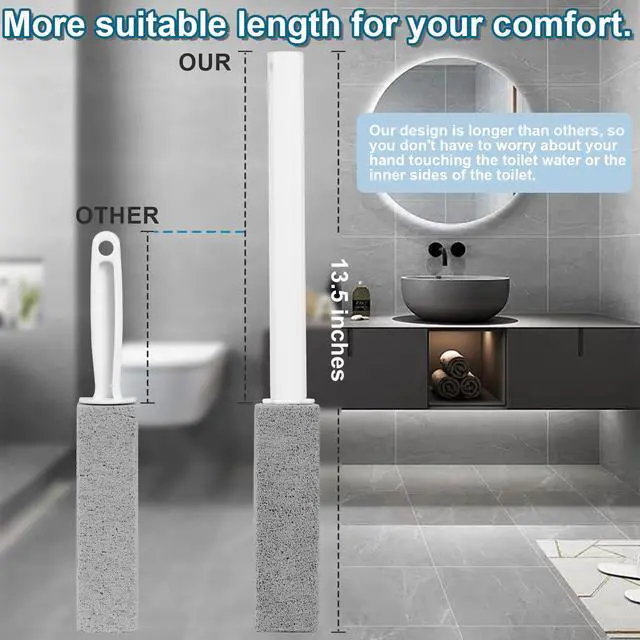 Alt view image 2 of 7 - 3 Packs Pumice Cleaning Stone with Extra Long Handle, Pumice Stone for Toilet Bowl Clean for Cleaning Toilets, Bathtubs, Grills, Swimming Pools, Sinks