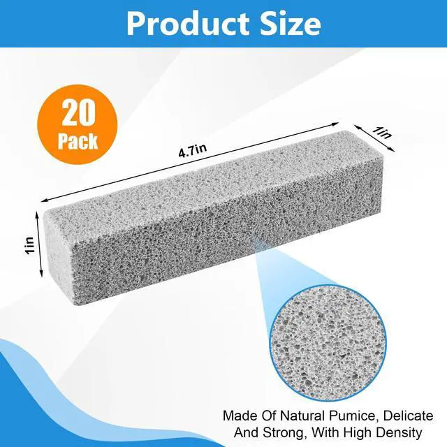 Alt view image 2 of 6 - 20 Pack Pumice Stone Toilet Bowl Cleaner, Pumice Stone for Cleaning Stick Hard Water Rings, Calcium Buildup & Stains, Safe for Bathroom, Sink, Tub, Grill, Oven, Pool Tile (Small Size)