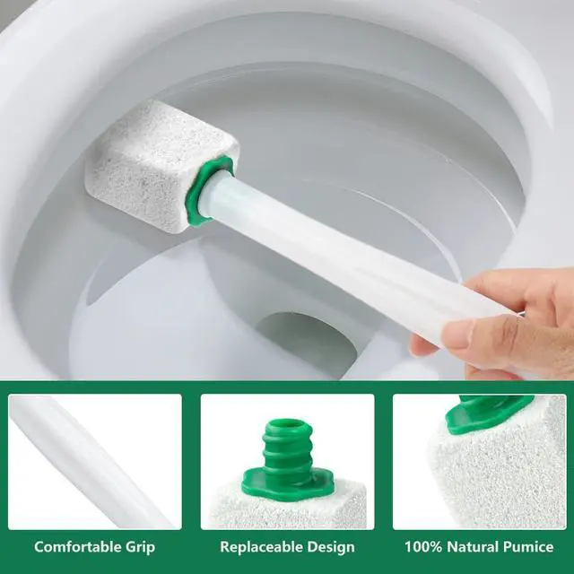 Alt view image 3 of 7 - 6 Pack Pumice Stone with Handle, Toilet Bowl Pumice Stone for Cleaning, Hard Water Toilet Ring Remover, 1 Handle + 6 Pumice Stones for Cleaning Toilets, Bathtubs, Grills, Kitchen Sink