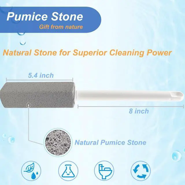 Alt view image 3 of 7 - Pumice Stone Toilet Bowl Cleaner with Extra Long Handle - Effortlessly Removes Hard Water Stains, Limescale, Calcium, Rust from Toilets, Bathtubs, Grills, Pools & Sinks, 1 Wand+6 Pumice Stones