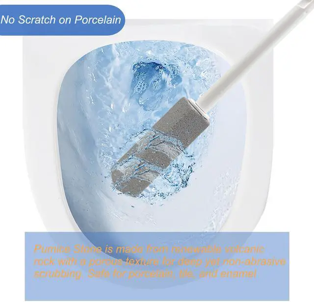 Alt view image 5 of 7 - Pumice Stone Toilet Bowl Cleaner with Extra Long Handle - Effortlessly Removes Hard Water Stains, Limescale, Calcium, Rust from Toilets, Bathtubs, Grills, Pools & Sinks, 1 Wand+6 Pumice Stones