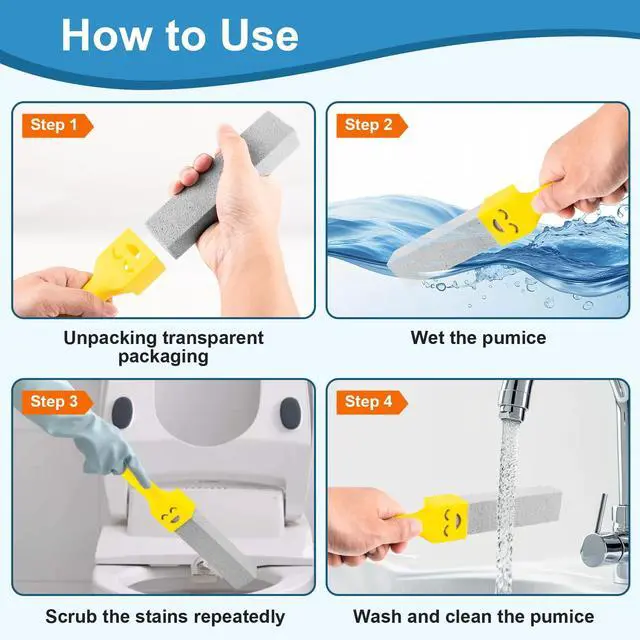 Alt view image 4 of 7 - 10 Pack Pumice Stone with 2 Handles, Toilet Bowl Cleaner Ring Remover, Pumice Stone for Toilet Cleaning, Bathtub, Grill, Pool, Sinks, Stove Grates - Reusable Scouring Stones Cleaner