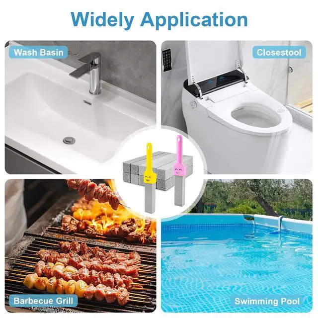 Alt view image 5 of 7 - 10 Pack Pumice Stone with 2 Handles, Toilet Bowl Cleaner Ring Remover, Pumice Stone for Toilet Cleaning, Bathtub, Grill, Pool, Sinks, Stove Grates - Reusable Scouring Stones Cleaner