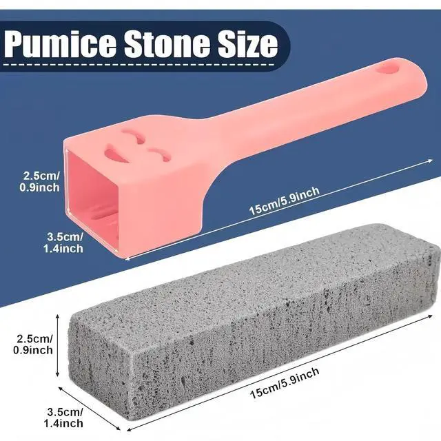 Alt view image 3 of 7 - Pack Pumice Stone for Cleaning,Pumie Scouring Stick with Handle, Heavy Duty Toilet Pumice Stone for Toilet, Hard Water Toilet Ring Remover, for Toil, Pool Tile, Sink, and Bathroom