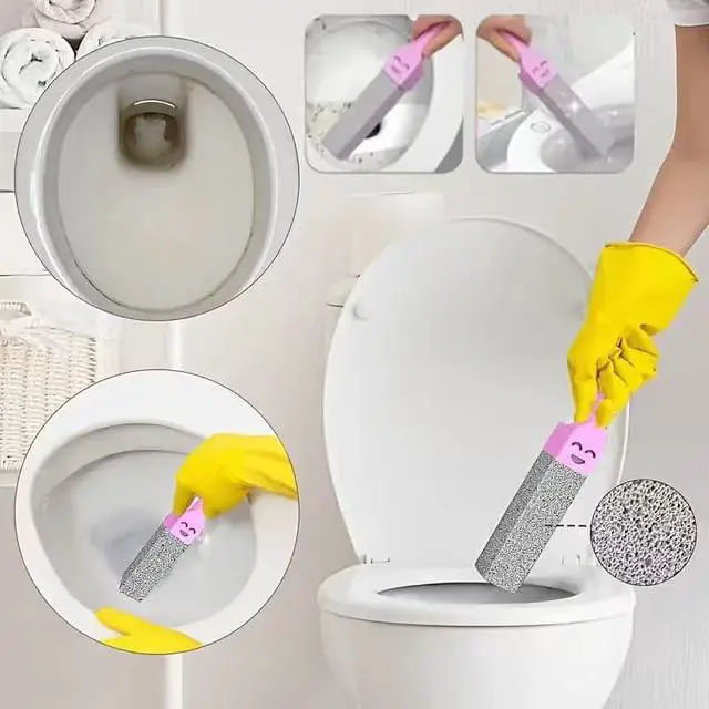 Alt view image 4 of 7 - Pack Pumice Stone for Cleaning,Pumie Scouring Stick with Handle, Heavy Duty Toilet Pumice Stone for Toilet, Hard Water Toilet Ring Remover, for Toil, Pool Tile, Sink, and Bathroom