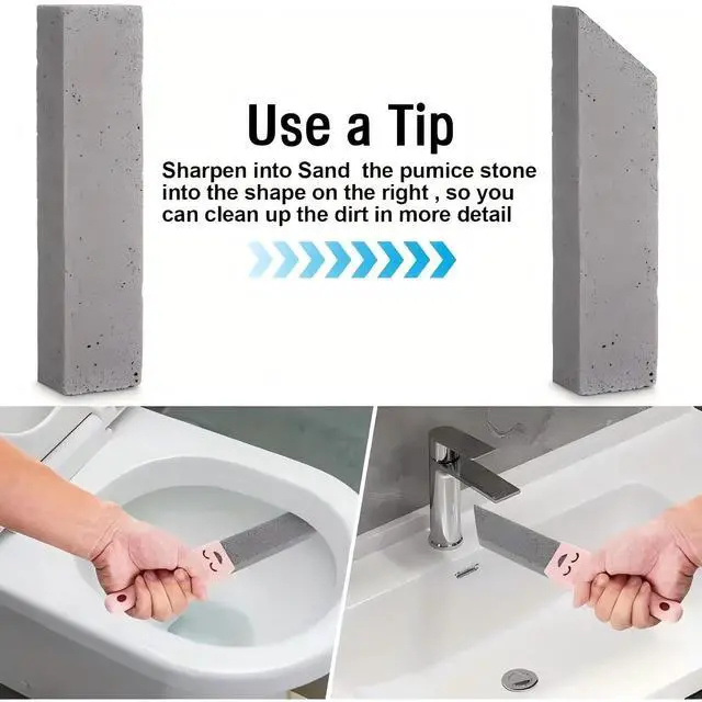 Alt view image 5 of 7 - Pack Pumice Stone for Cleaning,Pumie Scouring Stick with Handle, Heavy Duty Toilet Pumice Stone for Toilet, Hard Water Toilet Ring Remover, for Toil, Pool Tile, Sink, and Bathroom