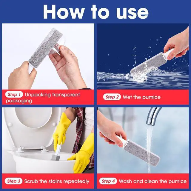 Alt view image 6 of 7 - 5 Pack Pumice Stone for Cleaning, Pumie Scouring Stick with Handle, Pumice Stone Toilet Bowl Cleaner, Hard Water Stain Remover for Toilet, Bathroom, Kitchen Sink, Grill