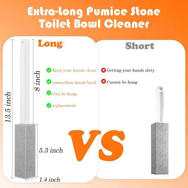 Alt view image 2 of 6 - 6 Pack Pumice Stone for Toilet Cleaning with 1 Handle and Hooks, Pumice Scouring Stick Toilet Bowl Cleaner Brush, Calcium Buildup, Limescale & Rust for Bathroom, Kitchen, Pool, Grill