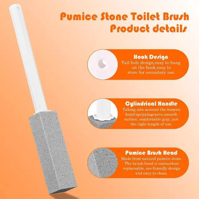 Alt view image 3 of 6 - 6 Pack Pumice Stone for Toilet Cleaning with 1 Handle and Hooks, Pumice Scouring Stick Toilet Bowl Cleaner Brush, Calcium Buildup, Limescale & Rust for Bathroom, Kitchen, Pool, Grill