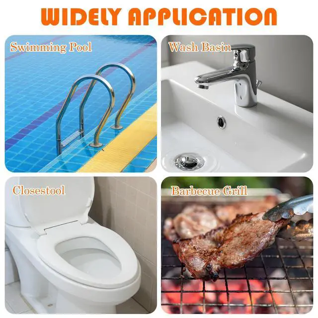 Alt view image 4 of 6 - 6 Pack Pumice Stone for Toilet Cleaning with 1 Handle and Hooks, Pumice Scouring Stick Toilet Bowl Cleaner Brush, Calcium Buildup, Limescale & Rust for Bathroom, Kitchen, Pool, Grill