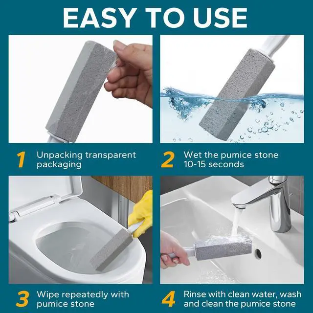 Alt view image 6 of 6 - Pumice Stone Toilet Bowl Cleaner, 5 Pack Toilet Pumice Stone with Handle for Toilet Cleaning, Bathtubs, Sinks, Swimming Pools, Grills