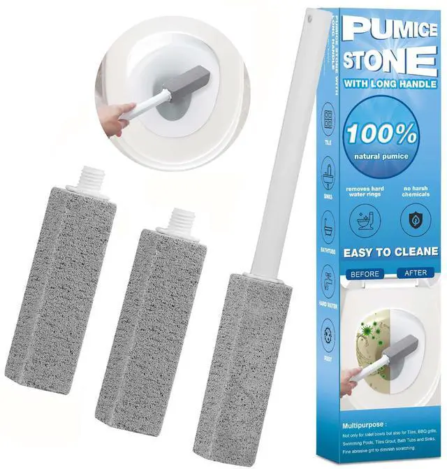 Main image of 3 Packs Pumice Cleaning Stone with Extra Long Handle, Pumice Stone for Toilet Bowl Clean for Cleaning Toilets, Bathtubs, Grills, Swimming Pools, Sinks