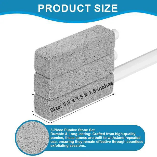 Alt view image 3 of 7 - 3 Packs Pumice Cleaning Stone with Extra Long Handle, Pumice Stone for Toilet Bowl Clean for Cleaning Toilets, Bathtubs, Grills, Swimming Pools, Sinks