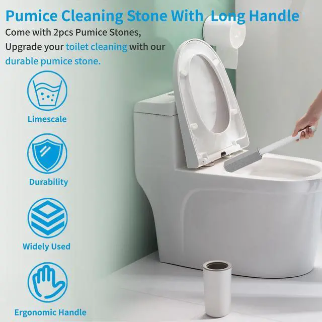 Alt view image 5 of 7 - 3 Packs Pumice Cleaning Stone with Extra Long Handle, Pumice Stone for Toilet Bowl Clean for Cleaning Toilets, Bathtubs, Grills, Swimming Pools, Sinks