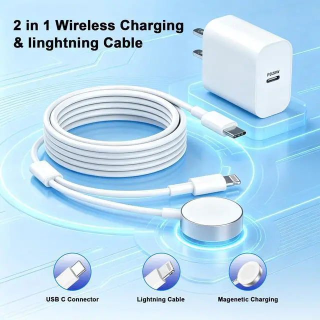 Alt view image 7 of 7 - Fast Charger for Apple Watch Charger,2-in-1 USB C Charger Plug with 4FT iWatch Portable Wireless Fast Charging Cord Compatible with Apple Watch Ultra Series 10/9/8/7/SE/6/5/4/3/2/1/iPhone 14/13/12/11