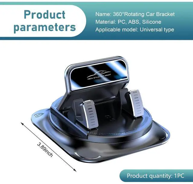 Alt view image 2 of 7 - Car Dashboard Phone Holder, 360 Degree Rotation Cell Phone Mount, Anti Slip One-Hand Smartphone Holder, Universal Navigation Bracket for Most Cars Trucks SUVs (Black)