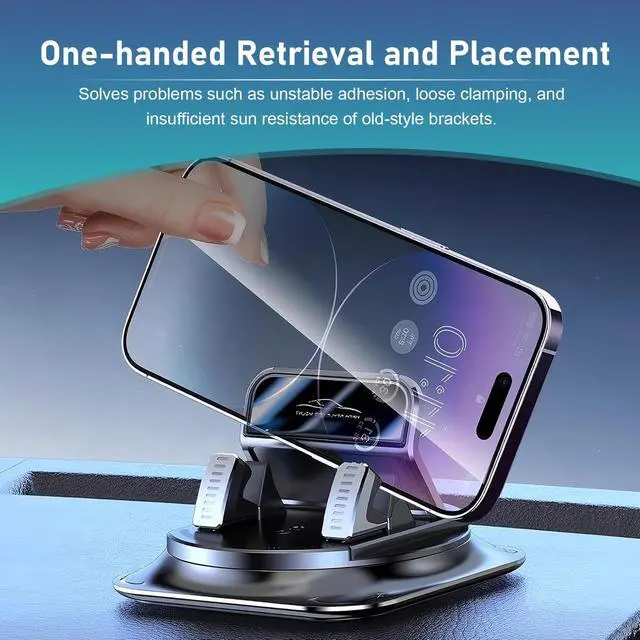 Alt view image 6 of 7 - Car Dashboard Phone Holder, 360 Degree Rotation Cell Phone Mount, Anti Slip One-Hand Smartphone Holder, Universal Navigation Bracket for Most Cars Trucks SUVs (Black)