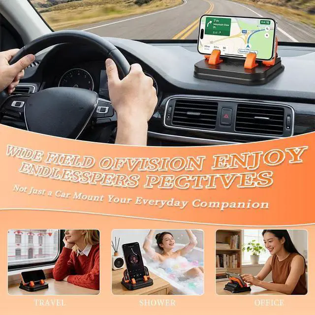 Alt view image 4 of 6 - Car Phone Holder 360 Degree Rotation, Adjustable Dashboard Mount with Horizontal/Vertive Screen for Easy Navigation, Universal Smartphone Clip with Secure Grip (Black)