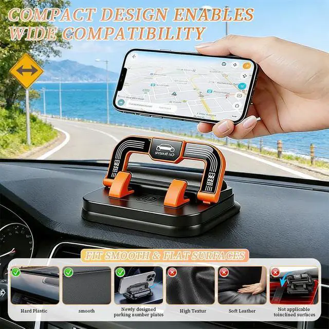 Alt view image 2 of 6 - Car Phone Holder 360 Degree Rotation, Adjustable Dashboard Mount with Horizontal/Vertive Screen for Easy Navigation, Universal Smartphone Clip with Secure Grip (Black)