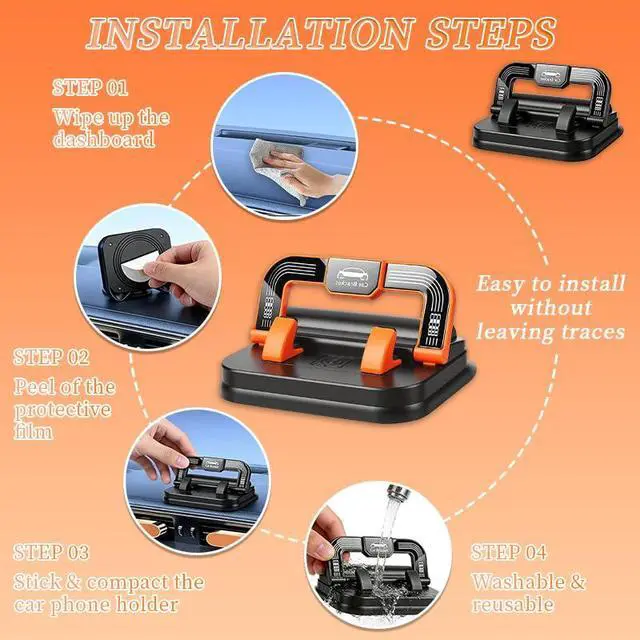 Alt view image 5 of 6 - Car Phone Holder 360 Degree Rotation, Adjustable Dashboard Mount with Horizontal/Vertive Screen for Easy Navigation, Universal Smartphone Clip with Secure Grip (Black)