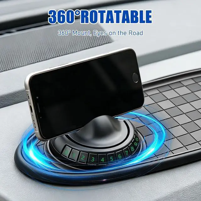 Alt view image 6 of 7 - Multifunctional Car Anti-Slip Mat,With360° Rotating Adjustable Phone Holder and Temporary Parking License Plate Holder; Can Store Mobile Phones, Keys, Sunglasses and Other Items (Black and Gray)