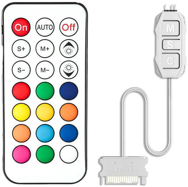Main image of White ARGB Controller Kit, 21 Key Remote Control Mini RGB PC Fan Controller Hub, Multiple Lighting Modes for Computer RGB Case Fans, CPU Coolers, ARGB Splitter, PC LED Strip (SATA Power)