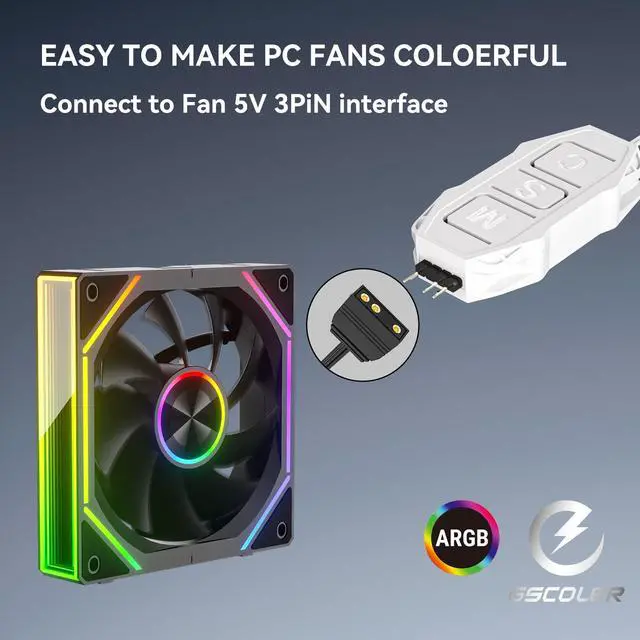 Alt view image 4 of 7 - White ARGB Controller Kit, 21 Key Remote Control Mini RGB PC Fan Controller Hub, Multiple Lighting Modes for Computer RGB Case Fans, CPU Coolers, ARGB Splitter, PC LED Strip (SATA Power)