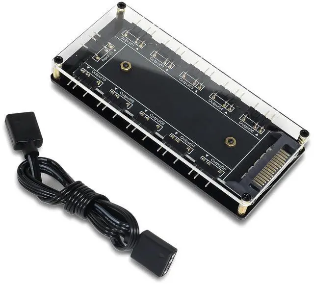 Main image of 5V 3Pin ARGB LED Hub10 Way 5V 3 Pin RGB Splitter Controller with Acrylic Shell and 3M Adhesive