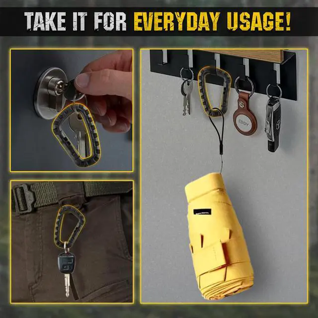 Alt view image 5 of 6 - Tactical 3.5" Plastic Carabiner - Multipurpose Hard Polymer Gear Clip - D Shape Ring Spring Snap Gear Clip for Outdoor Travelling Camping (Pack of 5, Black)