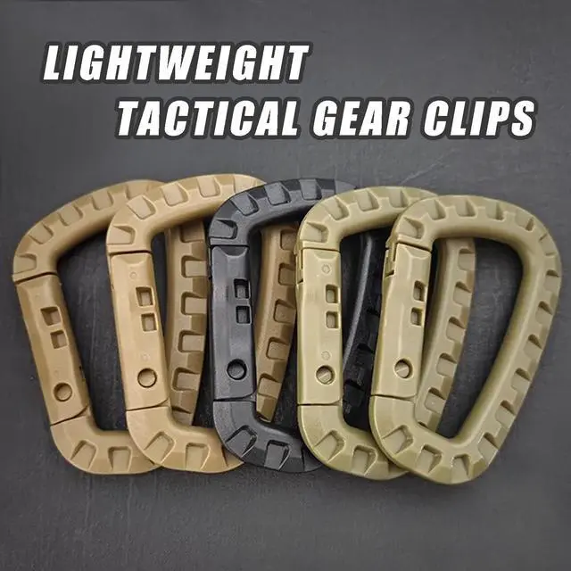Alt view image 6 of 7 - 6Pack Tactical Gear Carabiner Keychain Clip Plastic D-Rings Large Key Chain Heavy Duty Snap Hook for Backpack, Belt, Keyrings, Bags, Bottle, Tent, Camping - Black