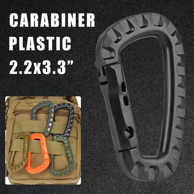 Alt view image 4 of 7 - 6Pack Tactical Gear Carabiner Keychain Clip Plastic D-Rings Large Key Chain Heavy Duty Snap Hook for Backpack, Belt, Keyrings, Bags, Bottle, Tent, Camping - Black