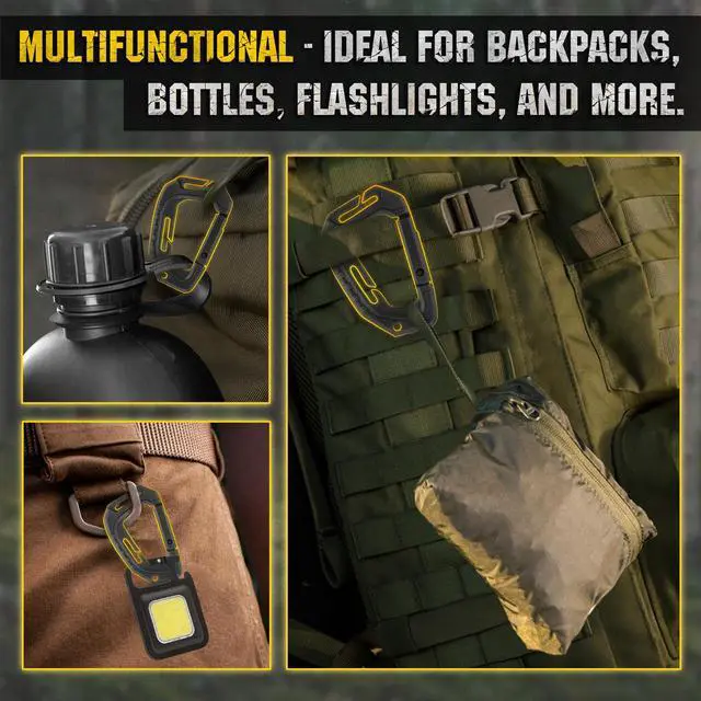 Alt view image 3 of 6 - Military Plastic Tactical Carabiners - Multi Purpose 3,72,2 inches Carabiner Clip Tactical D Ring - Plastic D-Clips Pack of 5 (Black)