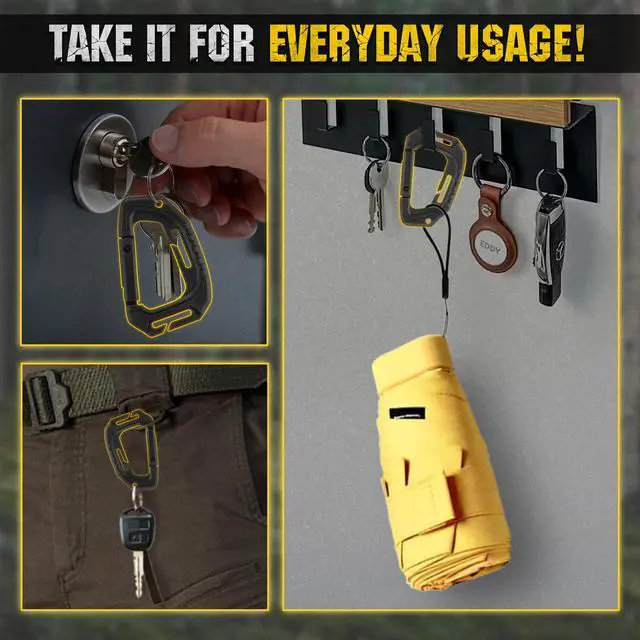 Alt view image 5 of 6 - Military Plastic Tactical Carabiners - Multi Purpose 3,72,2 inches Carabiner Clip Tactical D Ring - Plastic D-Clips Pack of 5 (Black)