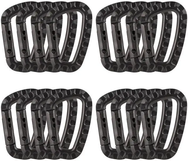 Main image of 16 Pack Tactical Carabiners Keychain D Rings Spring Snap Gear Clip Utility Hooks Backpack Hanging Buckle Travelling for Camping