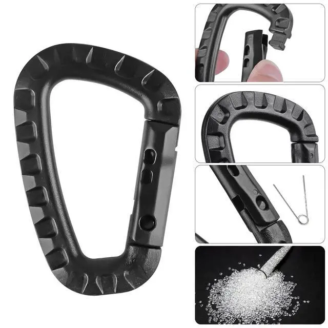 Alt view image 2 of 6 - 16 Pack Tactical Carabiners Keychain D Rings Spring Snap Gear Clip Utility Hooks Backpack Hanging Buckle Travelling for Camping